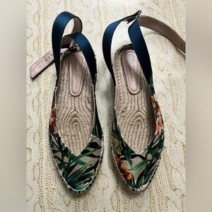 Stuart Weitzman Tropical Floral Espadrille Slingback Flats
